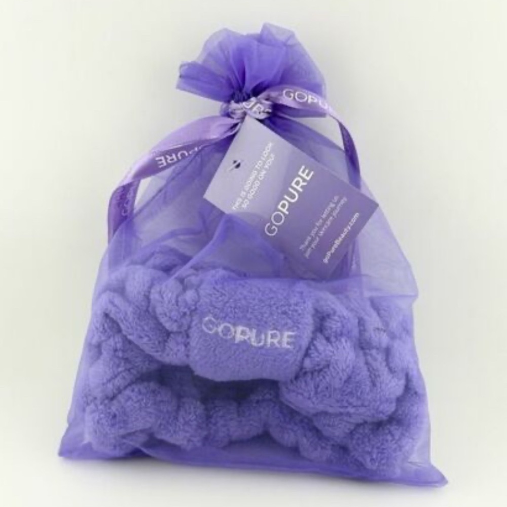 GoPure Plush Purple Branded Headband ~ To elevate your skincare routine regimen